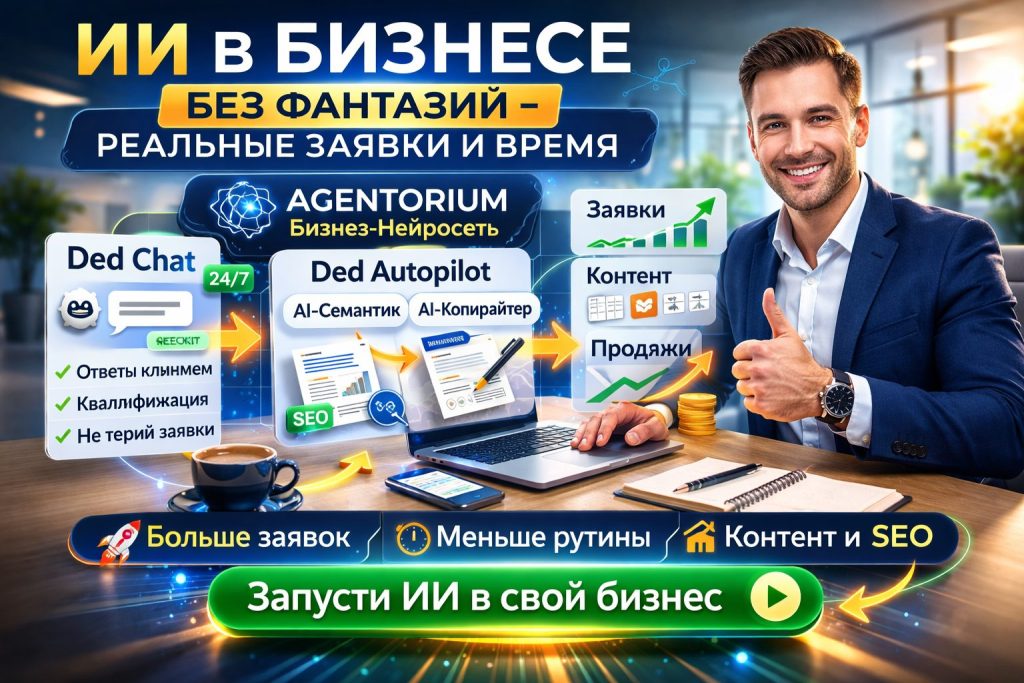 Нейросеть для бизнеса: Ded Chat и Ded Autopilot (Agentorium) — рост заявок и экономия времени