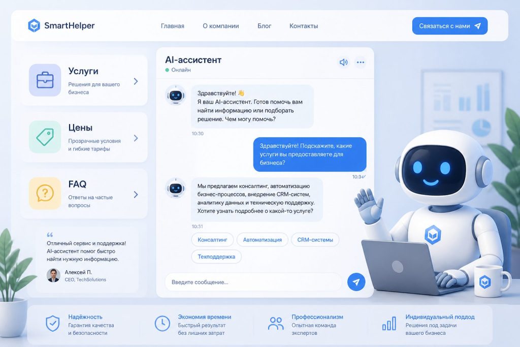AI-ассистент на сайте отвечает из базы знаний