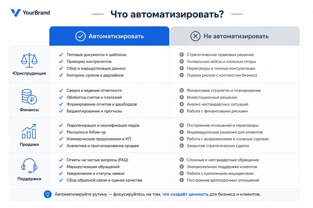 Таблица решений: что автоматизировать и что нет — границы ответственности AI