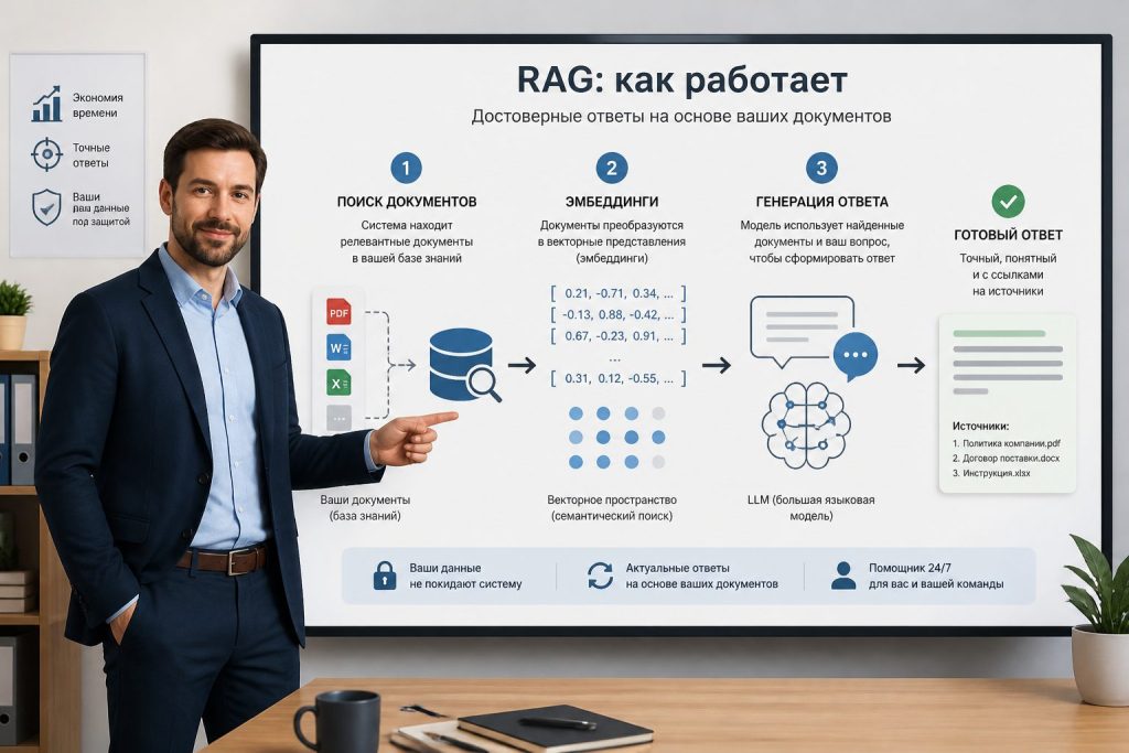 Сравнение RAG и обычного чат-бота на диаграмме для малого бизнеса