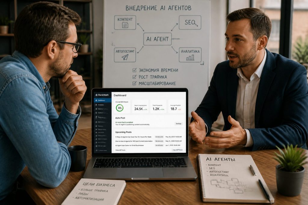 Внедрение AI-помощника на сайт и автопубликация через Rank Math