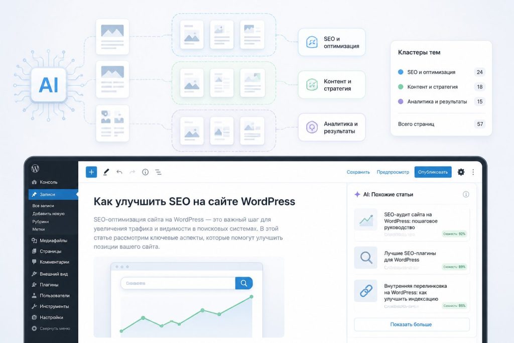 AI определяет уже раскрытую тему на сайте — сравнение страниц в WordPress