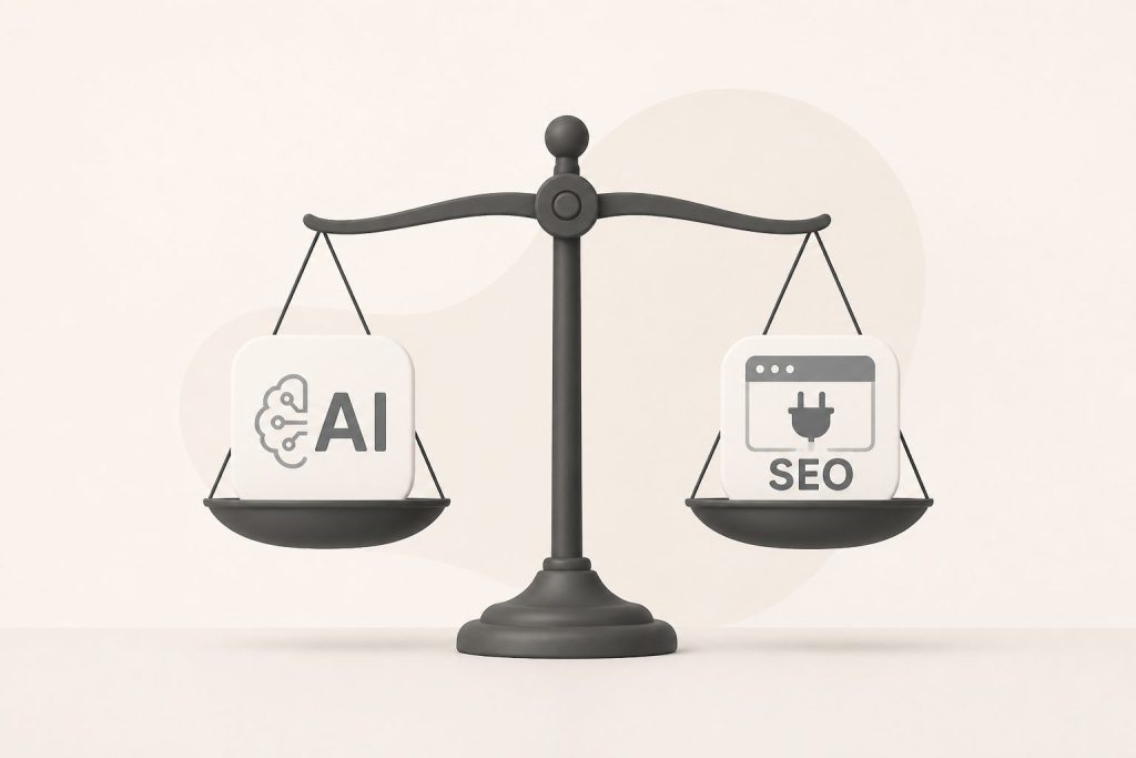 Весы: AI против SEO‑плагина — выбор роли