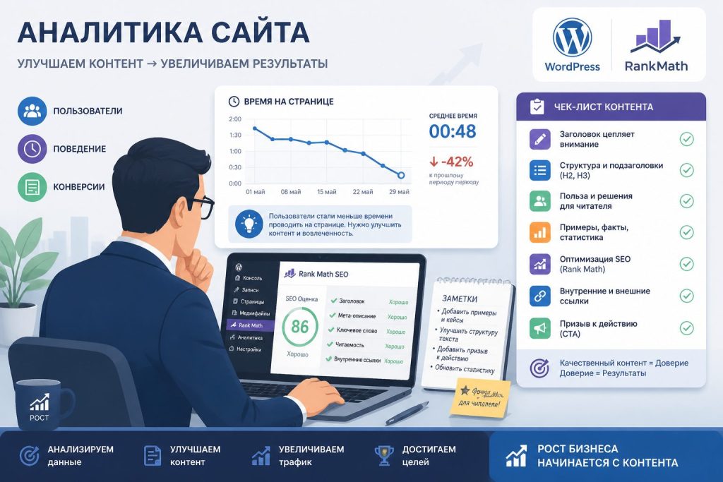 Аналитика блога с признаками «блог пишет для себя» — графики и чек-лист