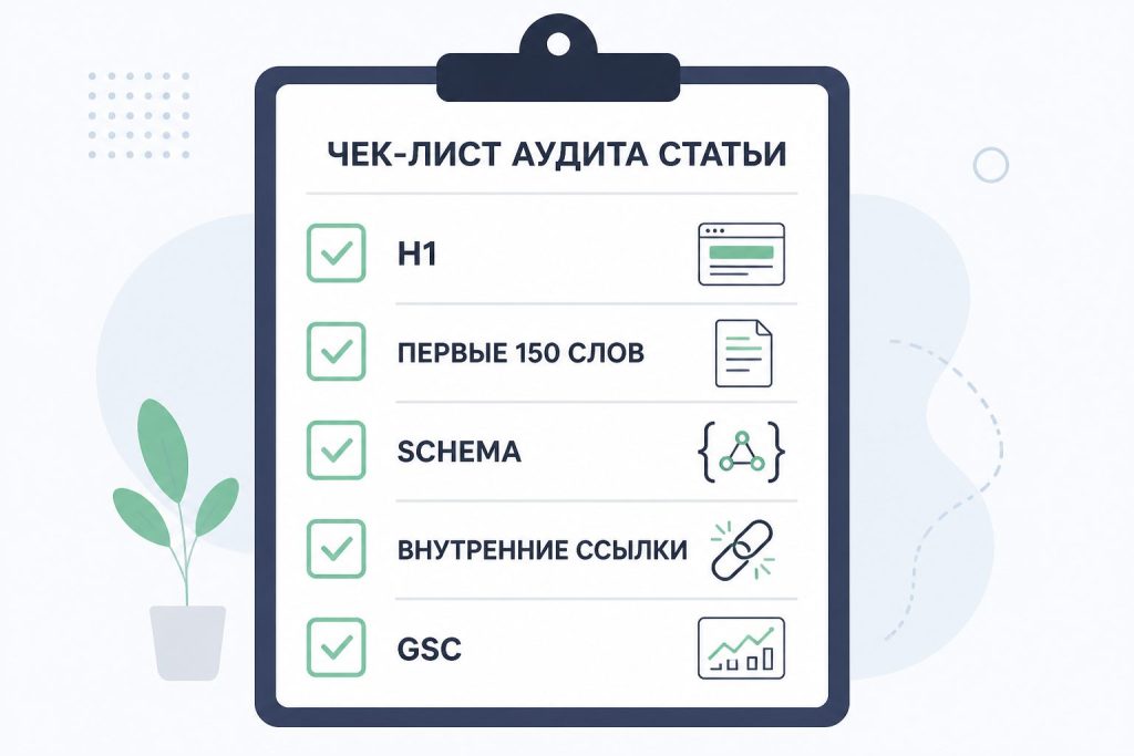 Чек‑лист аудита статьи для понимания смысла в поиске