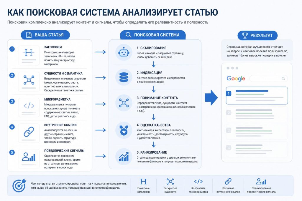 Инфографика анализа: что видит поисковая система в статье