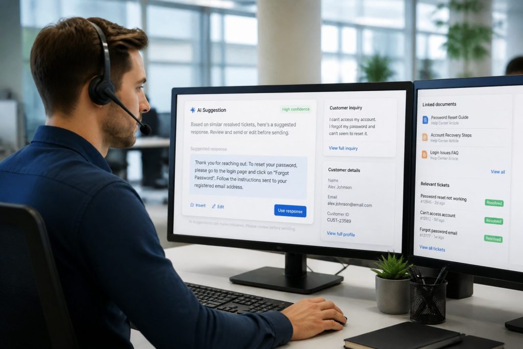 AI‑помощник на сайте с доступом к базе знаний компании