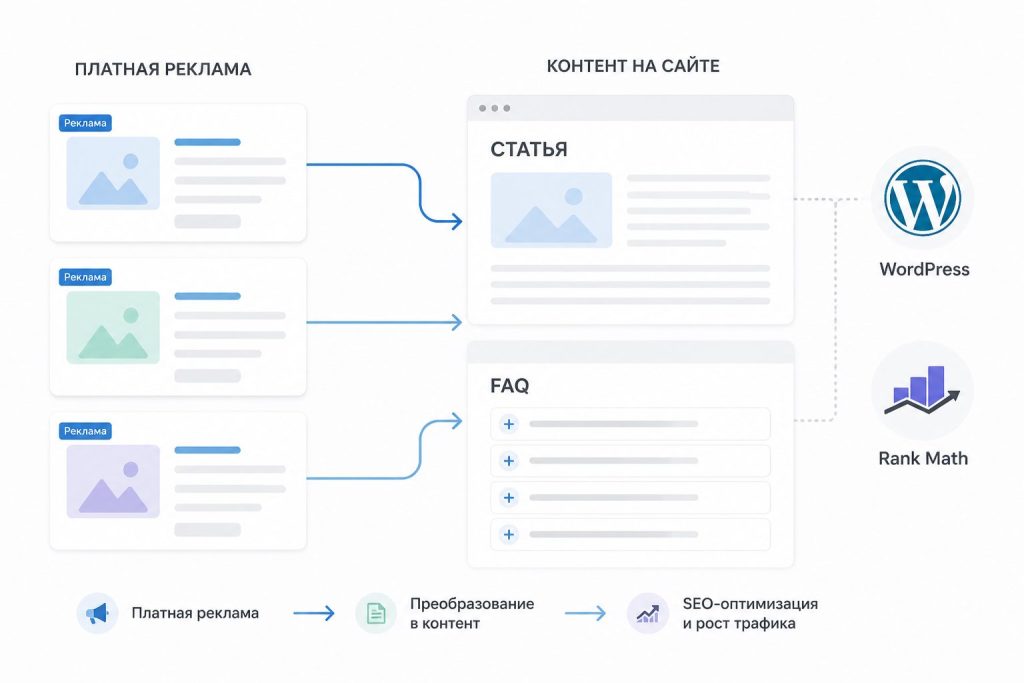 перенос инсайтов из рекламы в контент-план на WordPress с Rank Math