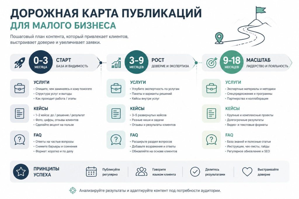 Дорожная карта публикаций: сколько статей нужно сайту малого бизнеса