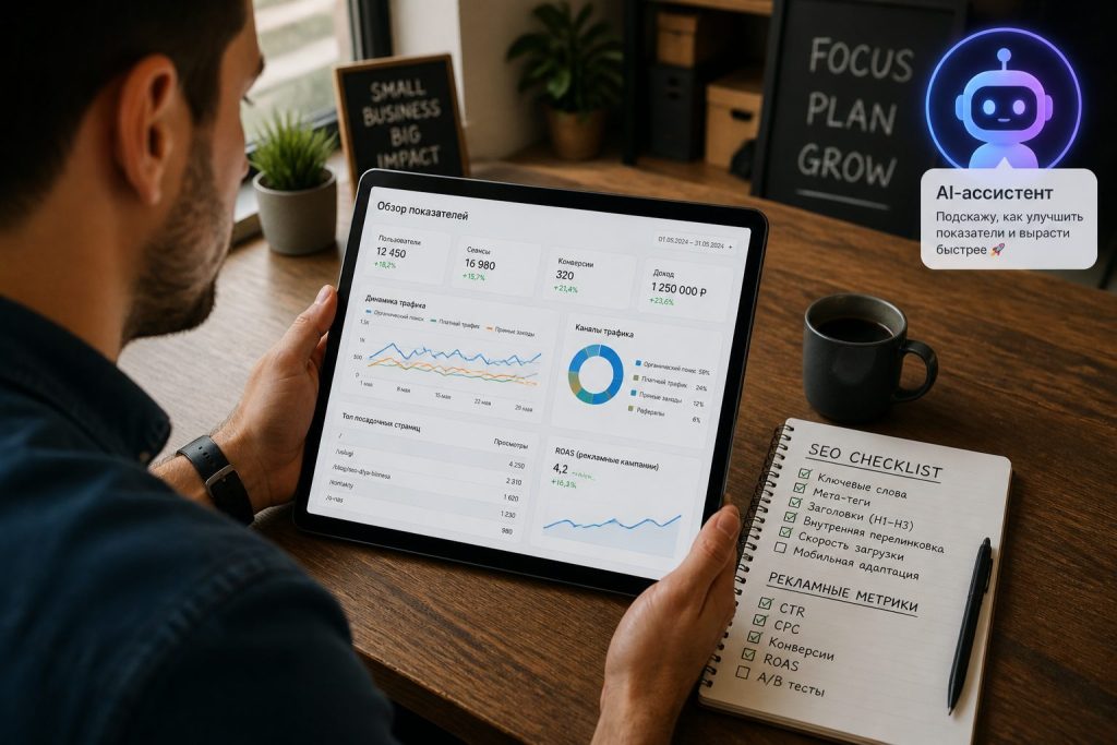 AI-помощник и Rank Math помогают анализировать рекламу и SEO