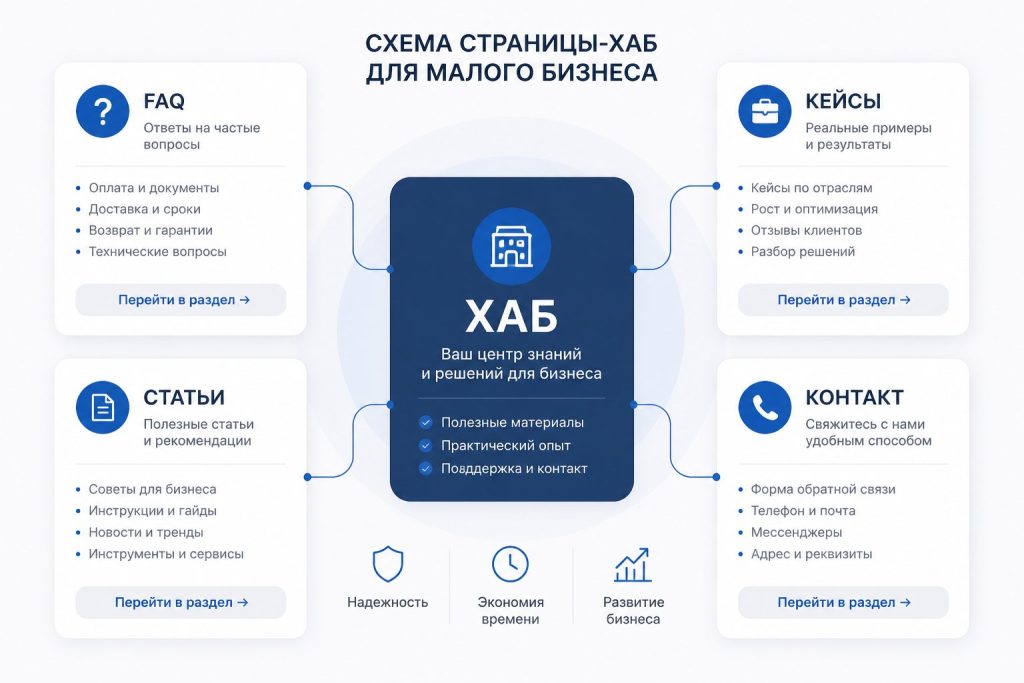 Страница-хаб: схема центрального контент-хаба для малого бизнеса