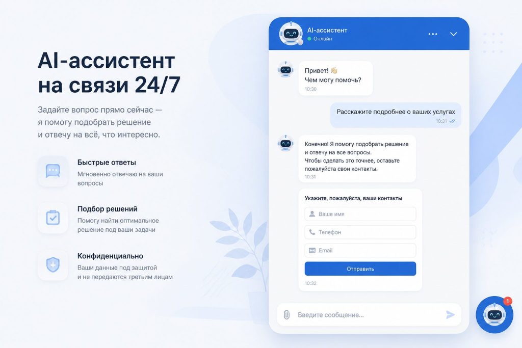 AI ассистент собирает заявку на странице