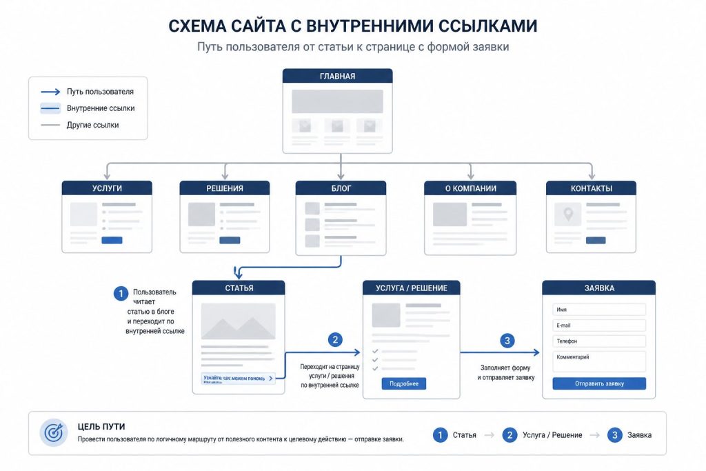 Схема сайта с полезными внутренними ссылками для пользователя