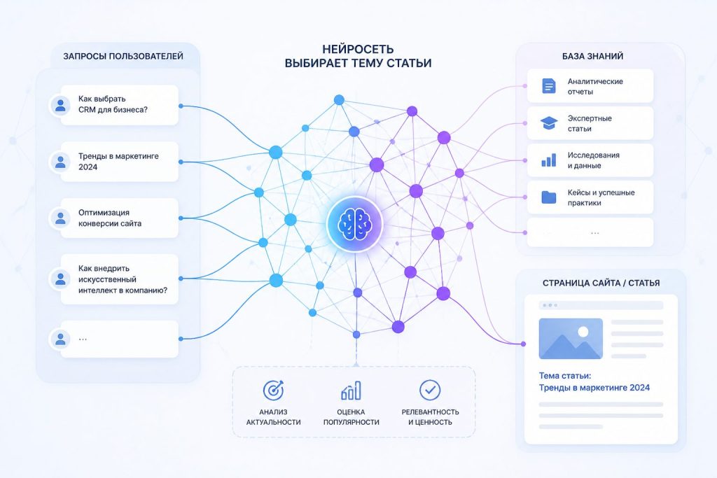 Нейросеть выбирает тему статьи — почему AI написал эту статью