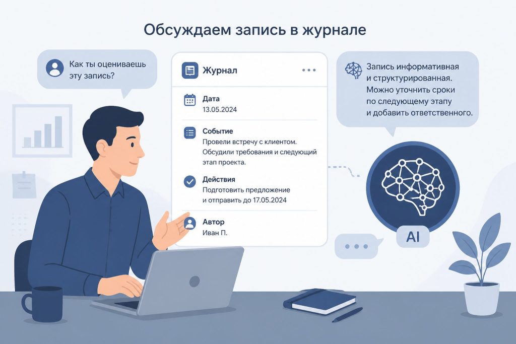Команда и AI фиксируют решение в журнале Умного SEO-Мастера