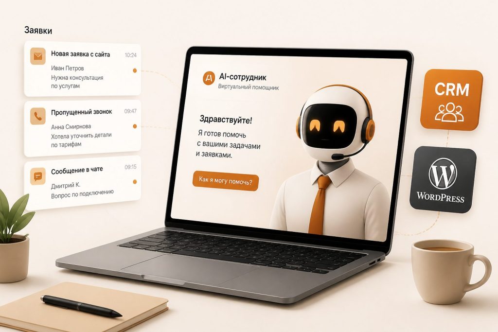 AI-сотрудник для бизнеса на экране ноутбука