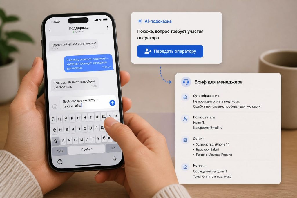 Бриф для оператора при эскалации от AI-помощника