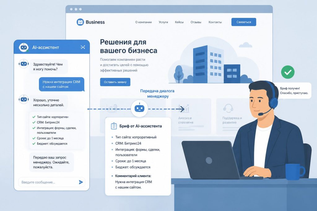 AI-помощник переводит на человека — визуализация процесса эскалации