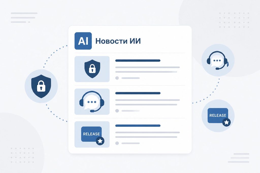Обложка: иконки новостей об ИИ