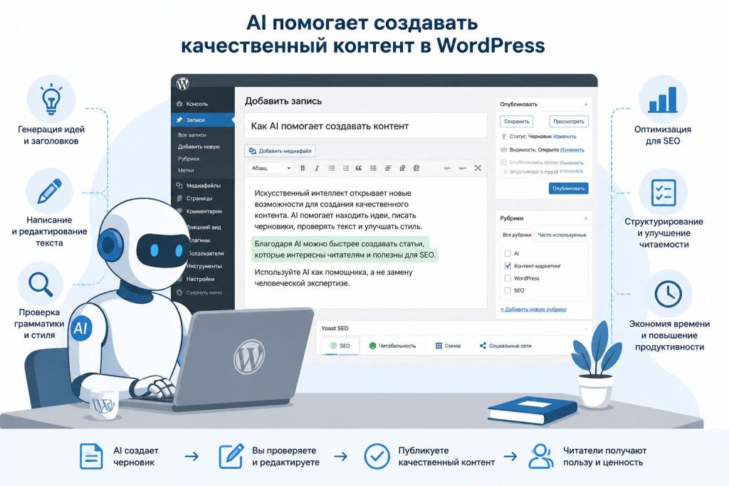 AI редактирует статью в WordPress — автопубликация и Rank Math
