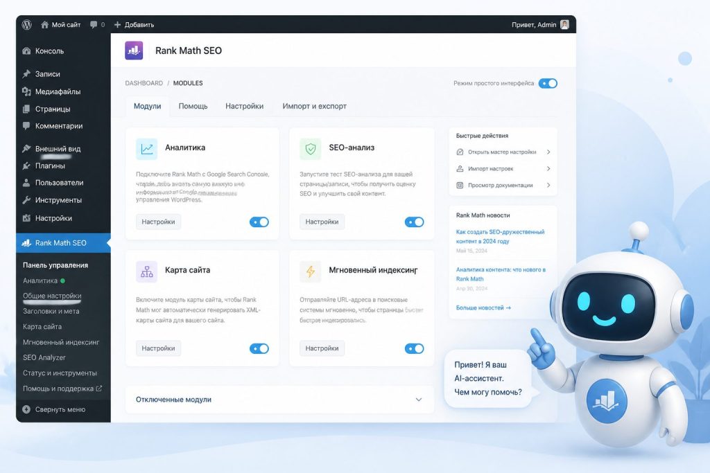 Rank Math и AI генерируют мета-данные для WordPress